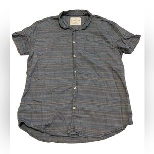 Aeropostale XL/TG Short Sleeve Striped Button Down Shirt Blue/Gray Casual